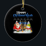 Happy Chrismukkah Jewish Christmas Hanukkah Ceramic Tree Decoration<br><div class="desc">Santa Christmas Boys Kids Youth Men. Funny Humor graphic tee costume for those who believe in Santa Claus,  love Deer,  Reindeer,  Elf,  Elves,  singing songs,  party decorations,  tree,  hat,  socks This Christmas tee with Graphic is great Christmas gift</div>