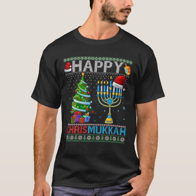 Happy Chrismukkah Jewish Christmas Hanukkah Chanuk T-Shirt (Front)