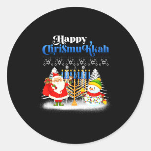 Happy Chrismukkah Jewish Christmas Hanukkah Classic Round Sticker