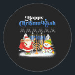 Happy Chrismukkah Jewish Christmas Hanukkah Classic Round Sticker<br><div class="desc">Santa Christmas Boys Kids Youth Men. Funny Humour graphic tee costume for those who believe in Santa Claus,  love Deer,  Reindeer,  Elf,  Elves,  singing songs,  party decorations,  tree,  hat,  socks This Christmas tee with Graphic is great Christmas gift</div>