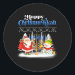 Happy Chrismukkah Jewish Christmas Hanukkah Classic Round Sticker<br><div class="desc">Santa Christmas Boys Kids Youth Men. Funny Humour graphic tee costume for those who believe in Santa Claus,  love Deer,  Reindeer,  Elf,  Elves,  singing songs,  party decorations,  tree,  hat,  socks This Christmas tee with Graphic is great Christmas gift</div>