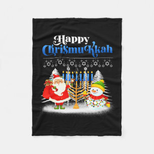 Happy Chrismukkah Jewish Christmas Hanukkah  Fleece Blanket