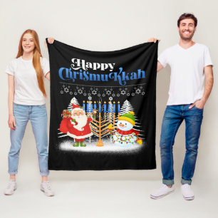 Happy Chrismukkah Jewish Christmas Hanukkah Fleece Blanket