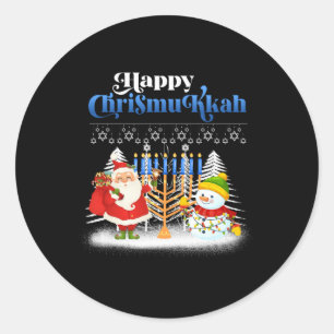 Happy Chrismukkah Jewish Christmas Hanukkah T Shir Classic Round Sticker