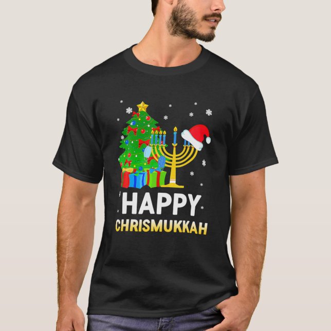 Happy Chrismukkah Jewish Christmas Hanukkah T-Shirt (Front)