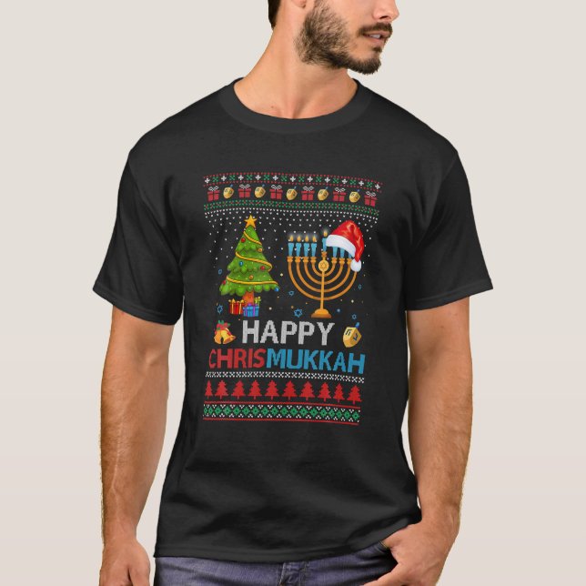 Happy Chrismukkah Jewish Hanukkah Chanukah Ugly T-Shirt (Front)
