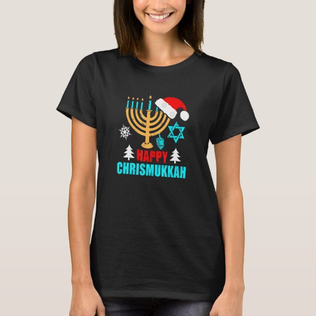 Happy Chrismukkah Jewish Hanukkah Festival T-Shirt (Front)