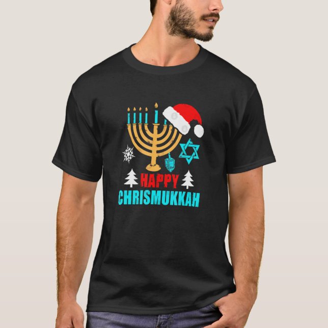 Happy Chrismukkah Jewish Hanukkah Festival T-Shirt (Front)