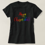Happy Chrismukkah LGBT Rainbow Flag Typography T-Shirt<br><div class="desc">Happy Chrismukkah LGBT Rainbow Flag Typography Colourful Rainbow Text,  referring to the merging of the holidays of Christianity's Christmas and Judaism's Hanukkah. Funny Saying Shirt</div>
