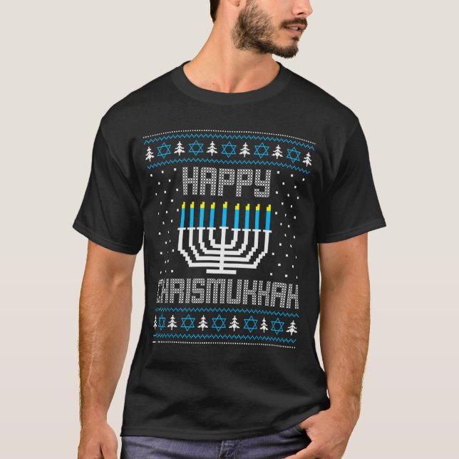 Happy Chrismukkah Menorah Ugly Sweater Christmas H (Front)