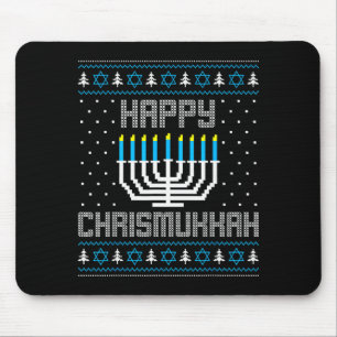 Happy Chrismukkah Menorah Ugly Sweater Christmas H Mouse Mat