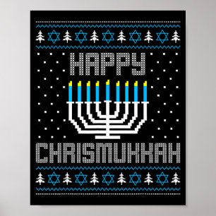 Happy Chrismukkah Menorah Ugly Sweater Christmas H Poster