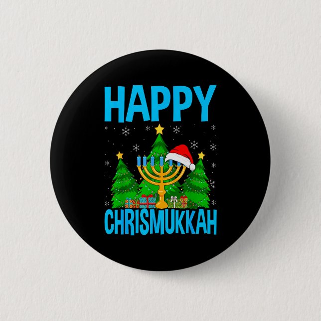 Happy Chrismukkah Santa Hat Christmas Hanukkah Sle 6 Cm Round Badge (Front)