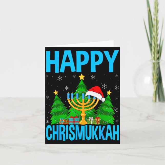 Happy Chrismukkah Santa Hat Christmas Hanukkah Sle Card (Front)