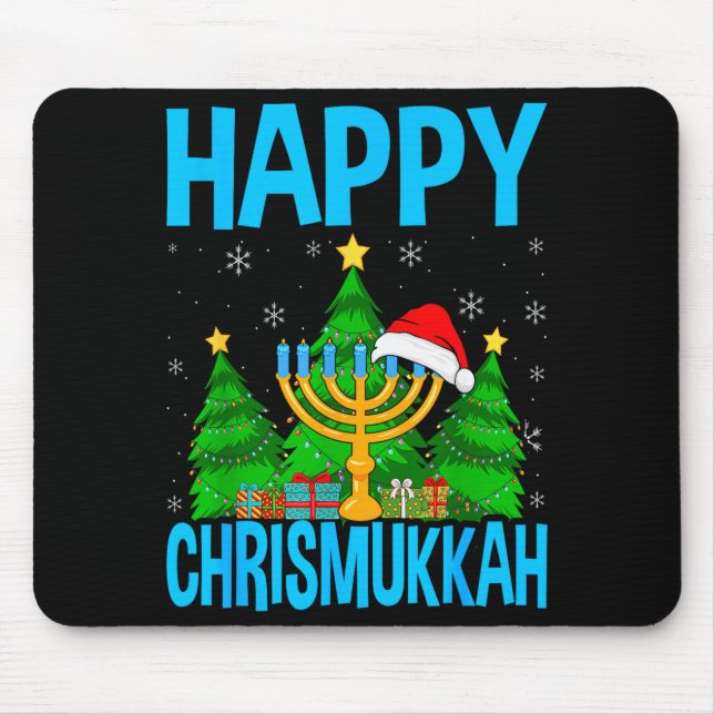Happy Chrismukkah Santa Hat Christmas Hanukkah Sle Mouse Mat (Front)