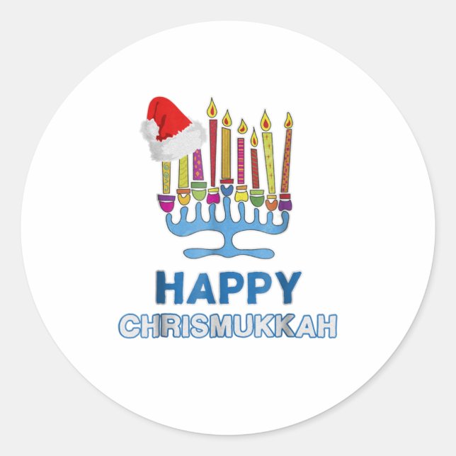 Happy ChrisMukkah Shirt Hanukkah Tee Chanuka Classic Round Sticker (Front)