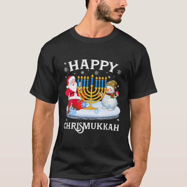 Happy Chrismukkah Xmas Funny Hanukkah Christmas Je T-Shirt (Front)