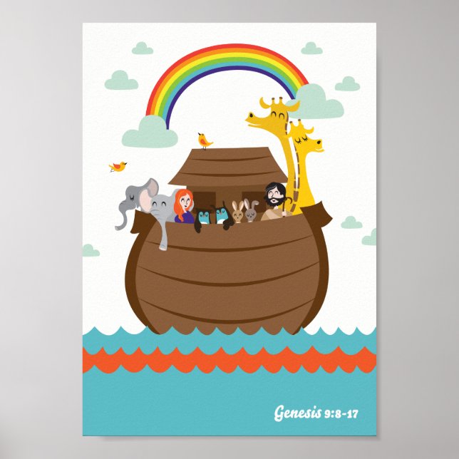 Happy Christian Kids Poster Bible Story Noah’s Ark (Front)