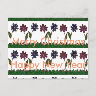 Happy Christmas & a Wonderful Happy New Year Flora Holiday Postcard