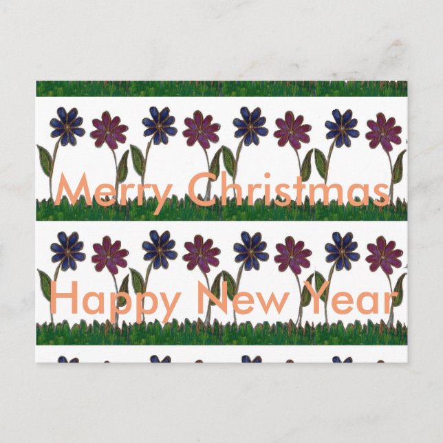 Happy Christmas & a Wonderful Happy New Year Flora Holiday Postcard (Front)