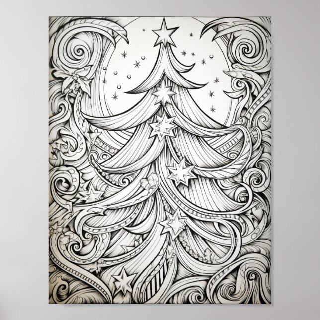 Happy Christmas Adult Colouring Poster (Front)
