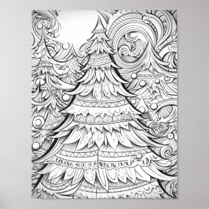 Happy Christmas Adult Colouring Poster