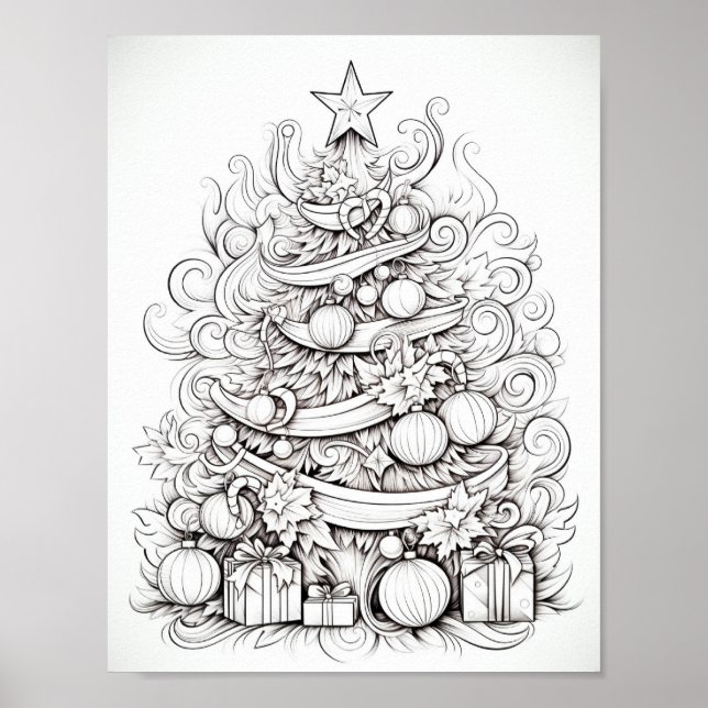 Happy Christmas Adult Colouring Poster (Front)