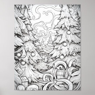 Happy Christmas Adult Colouring Poster