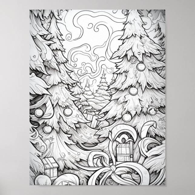 Happy Christmas Adult Colouring Poster (Front)
