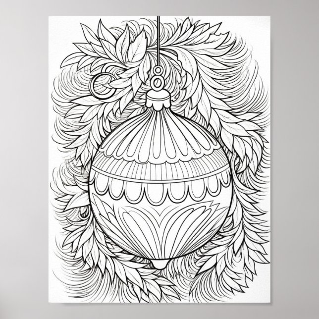 Happy Christmas Adult Colouring Poster (Front)