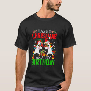 Happy Christmas And My Birthday Dabbing Santa Elf  T-Shirt