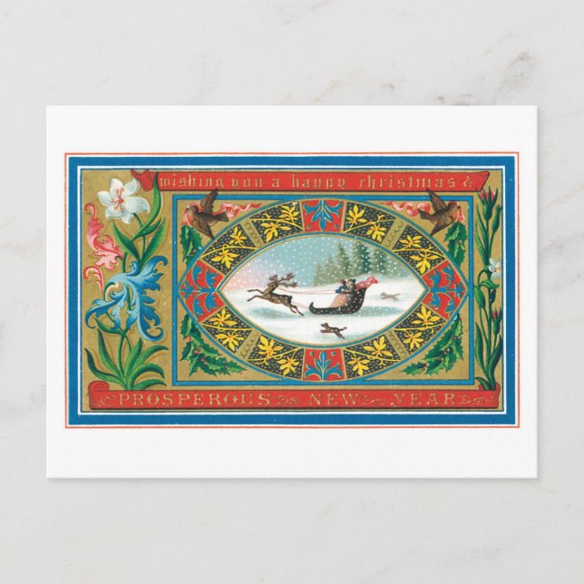 Happy Christmas and Prosperous New Year Holiday Postcard (Front)