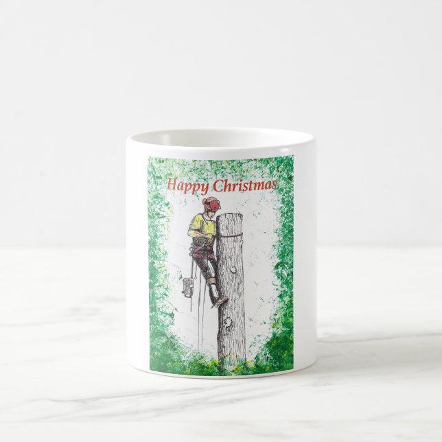 Happy Christmas Arborist Tree Surgeon Coffee Mug (Center)