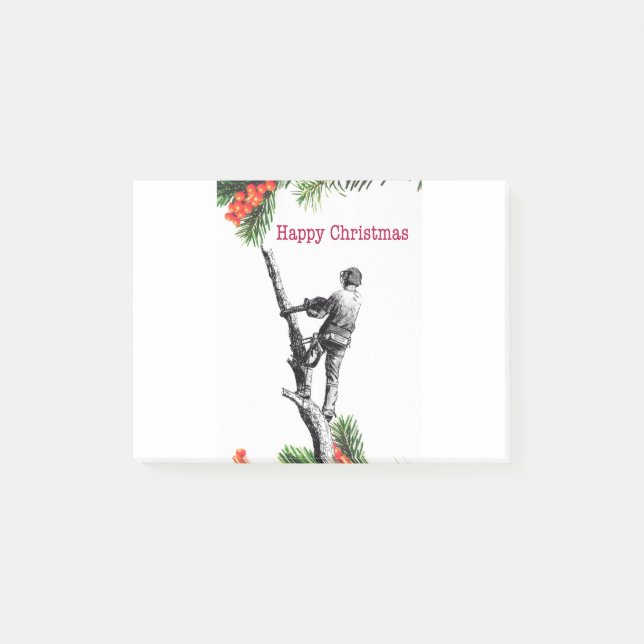 Happy Christmas arborist tree surgeons chainsaw Post-it Notes (Front)