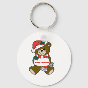 Happy Christmas Bear Key Ring