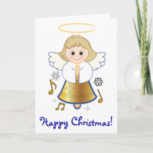 Happy Christmas Bell Angel with Music Notes