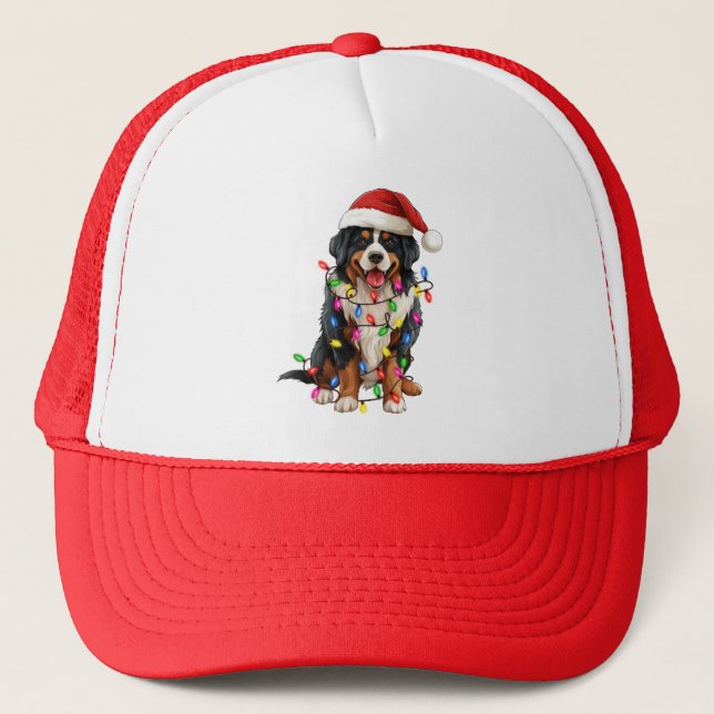 Happy Christmas Bernese Mountain Dog Santa Hat (Front)