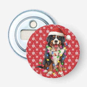 Happy Christmas Bernese Mountain Dog Santa Hat Bottle Opener