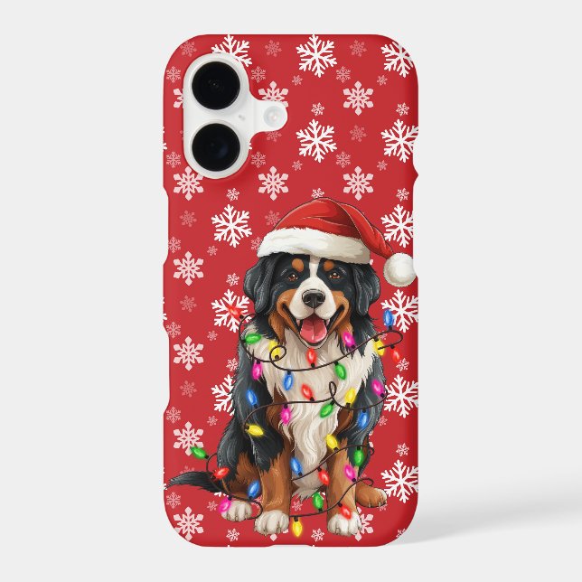 Happy Christmas Bernese Mountain Dog Santa Hat iPhone Case (Back)
