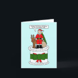 Happy Christmas Birthday to Wife Card<br><div class="desc">A simple illustration of Santa Claus standing on top of a cake saying 'Happy Christmas Birthday to my wonderful wife'. A reindeer and festive tree are also on top of the cake,  which is set against a pale blue coloured background.</div>