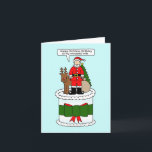 Happy Christmas Birthday to Wife Card<br><div class="desc">A simple illustration of Santa Claus standing on top of a cake saying 'Happy Christmas Birthday to my wonderful wife'. A reindeer and festive tree are also on top of the cake,  which is set against a pale blue coloured background.</div>