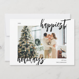 Happy Christmas Brush Script Photo Holiday Card