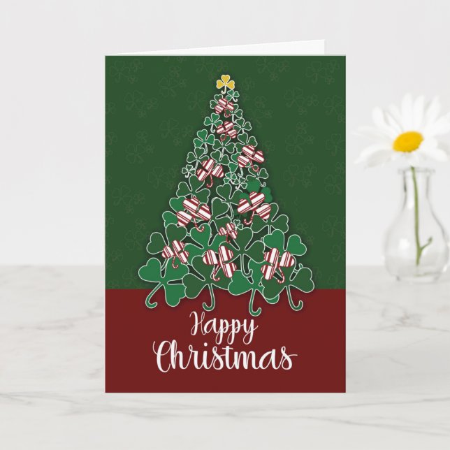 Happy Christmas Candy Cane Christmas Tree Card (Small Plant)
