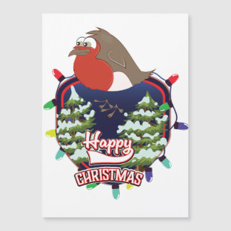 Happy Christmas cartoon Robin logo