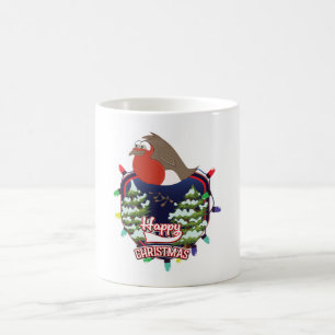 Happy Christmas cartoon Robin logo Coffee Mug
