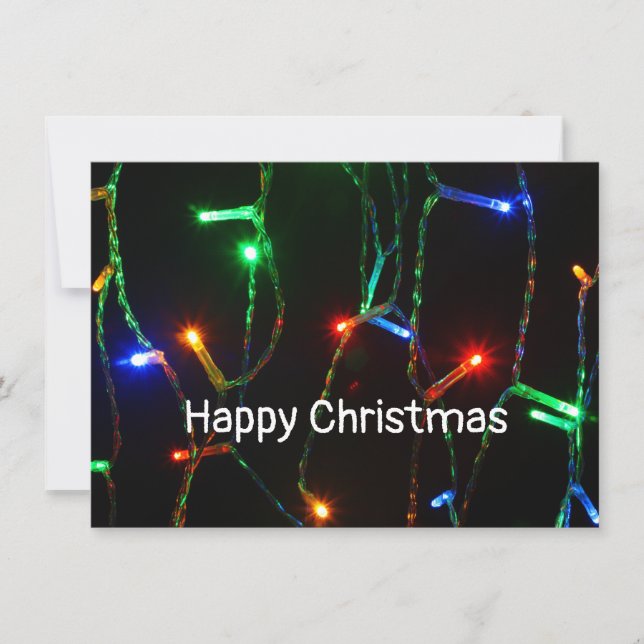 "Happy Christmas" colourful lights Card (Front)