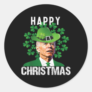 Happy Christmas Confused Funny Joe Biden St Patric Classic Round Sticker