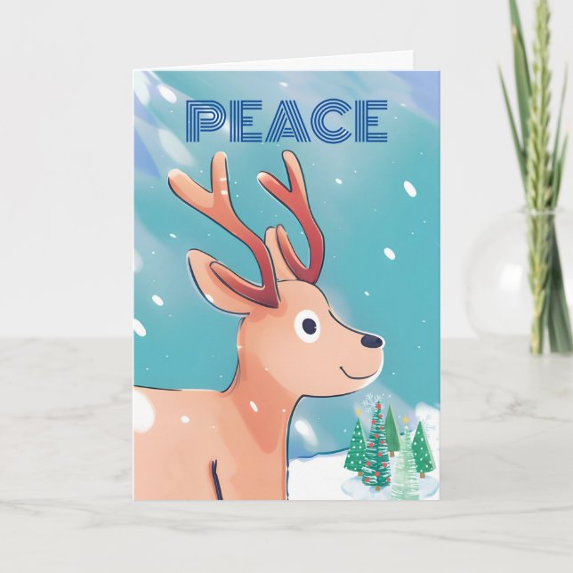 Happy Christmas Cute Baby Deer in the Snow Card (Front)