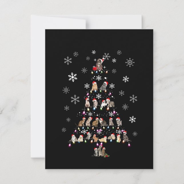Happy Christmas | Cute Cat Christmas Tree Thank You Card (Front)