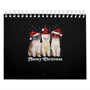 Happy Christmas   Cute Cat With Santa Claus Calendar